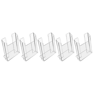 Afbeelding van HMF 46961 tafelstandaard voor brochures, acryl, 5 stuks, DIN A5, portretformaat, transparant