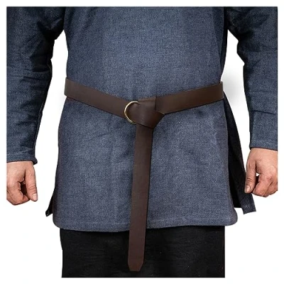 Afbeelding van HiiFeuer Middeleeuwse riem van PU leer, klinknagelriem retro renaissance voor LARP, Ren Faire en Halloween, Bruin A