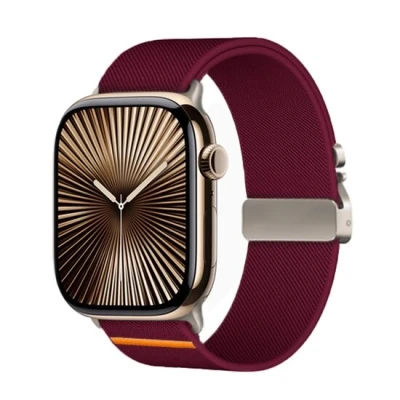 Afbeelding van By Qubix Nylon bandje met Parachute sluiting Bordeaux Geschikt voor Apple watch 38mm 40mm 41mm 42mm Compatible