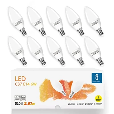 Afbeelding van Aigostar E14 6 W ledlamp (komt overeen met 42 W), warm licht 3000 K, 510 lumen, hoek van 220 graden, CRI≥ 80, niet dimbaar, 10 stuks