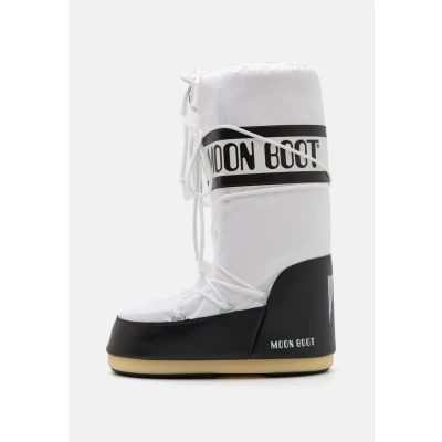 Afbeelding van Moon Boot ICON Unisex Veterlaarzen, Maat: 42 44, Black/white Imitatieleer/ textiel