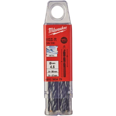 Afbeelding van MILWAUKEE 4932363479 HSS R metaalboor DIN 338 4,5x80mm (10 st.)