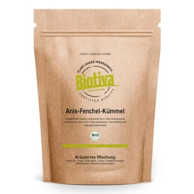 Afbeelding van Biologische anijs venkel komijnthee 200 g kruidenthee Pimpinella anisum, cuminum cyminum &amp; foeniculum vulgare premium kwaliteit getest in Duitsland Biotiva