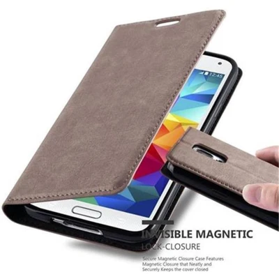 Afbeelding van Cadorabo Hoesje geschikt voor Samsung Galaxy S5 / NEO in KOFFIE BRUIN Beschermhoes met magnetische sluiting, standfunctie en kaartvakje Book Case Cover Etui