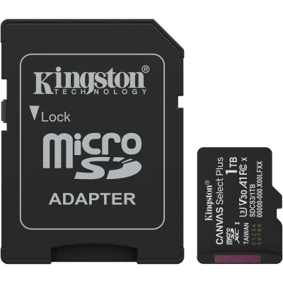 Afbeelding van Kingston Technology 1TB microSDXC Canvas Select Plus Gen3 150MB/s A1 kaart + adapter