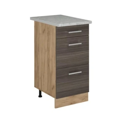 Afbeelding van Vicco Keukenonderkast R Line, Edel grijs/Krachtige eik goud, 40 cm met laden, AP marmer