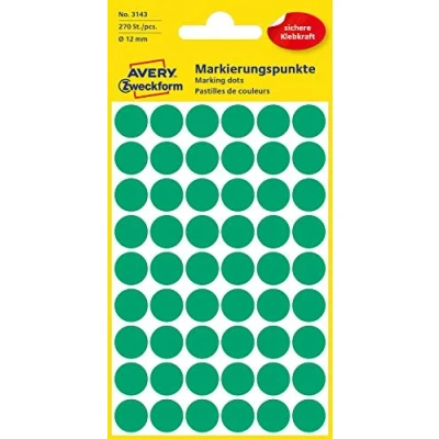 Afbeelding van Avery Ronde etiketten diameter 12 mm, groen, 270 stuks etiket