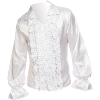 Afbeelding van Smiffy&#039;s Hippie Kostuum Wit 60s Rouches Hemd Man / Beige Large Carnavalskleding Verkleedkleding