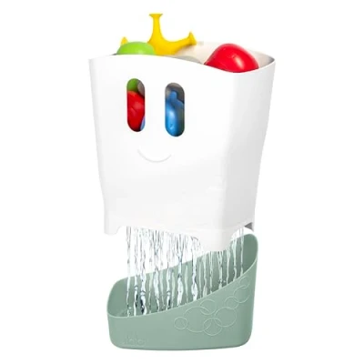 Afbeelding van Ubbi Freestanding Bath Toy Organizer Caddy met afneembare droogrek Bin &amp; Scoop voor peuters en baby&#039;s, salie