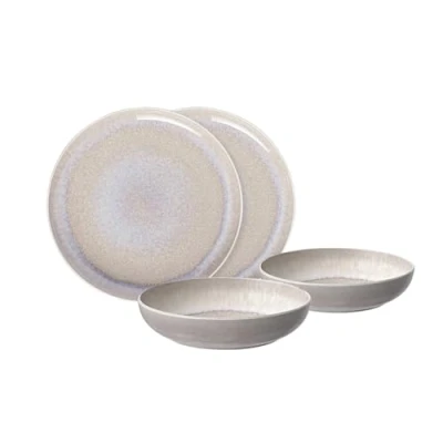 Afbeelding van like. by Villeroy &amp; Boch Perlemor porseleinen bordenset, 4 p., serviesset voor 2 personen, beige