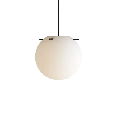 Afbeelding van FRANDSEN hanglamp Koi, glas, wit/zwart, Ø 32 cm