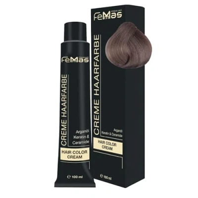Image de FemMas Teinture Pour cheveux de qualité professionnelle 100 ml Enrichie à l’huile d&#039;argan nourrissante, kératine et céramides une coloration ou teinte permanente des