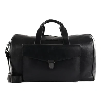 Afbeelding van THE BRIDGE Leren Reistas Filippo Travel Duffle Nero Abb. Rutenio Scuro Zwart