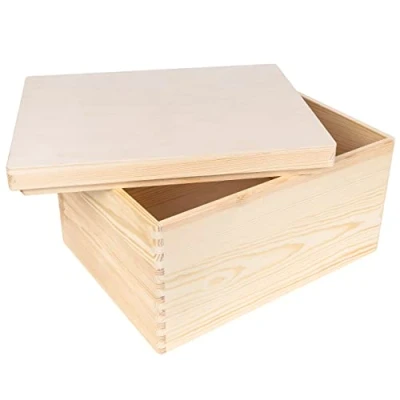 Afbeelding van Creative Deco XXL Grote Houten Doos Opbergdoos 40 x 30 22 cm met Deksel Perfect voor Documenten, Voorwerpen, Speelgoed, Gereedschap