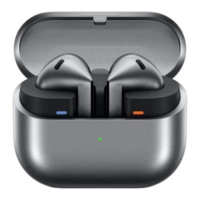 Afbeelding van Samsung Galaxy Buds3 Draadloze Bluetooth in ear hoofdtelefoon met actieve ruisonderdrukking (ANC), adaptieve ruisonderdrukking, 360 audio, zilver en Anymode transparante hoes