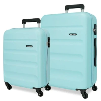 Afbeelding van Roll Road Flex kofferset, Blauw, 55/65 cm, stijf, ABS, zijcijfersluiting, 91 l, 5,58 kg, 6 wielen, handbagage, kofferset