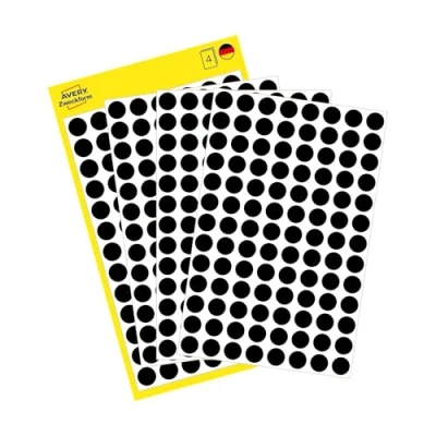 Afbeelding van Avery Ronde etiketten diameter 8 mm, zwart, 416 stuks etiket