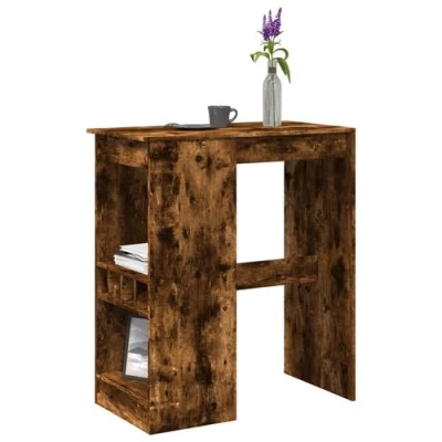 Image de vidaXL Table de bar avec étagères chêne fumé bois d&#039;ingénierie854341