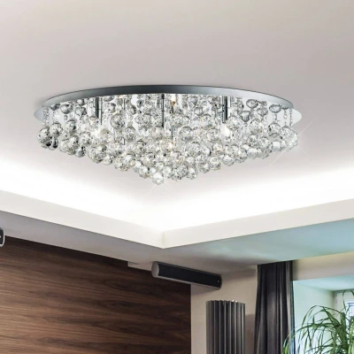 Afbeelding van Plafondlamp Hanna chroom kristallen bollen 80 cm