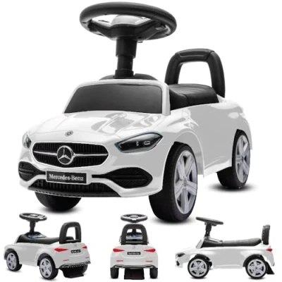 Afbeelding van sun baby Mercedes C Class duwauto vanaf 12 maanden met audiostuur, opbergvak, kantelbeveiliging (wit)