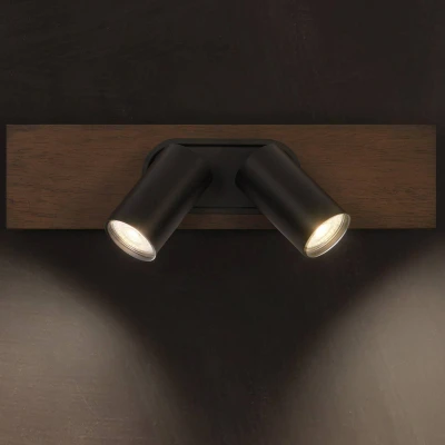 Afbeelding van LEDVANCE LED plafondspot Mercury GU10, 2 lamps, hout/zwart