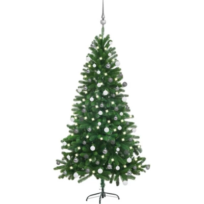 Afbeelding van vidaXL Arbre de Noël Artificiel Pré éclairé et Boules, Sapin avec LED, Décoration Vacances, Ornement Fête Intérieur Extérieur, 65 cm Vert