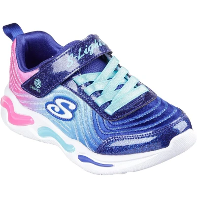 Afbeelding van Skechers S Lights Wavy Beams Ombre Express 302327L PKMT Baskets, bleu marine, vert menthe, 31 EU