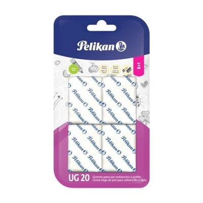 Afbeelding van Pelikan Rubber UG 20 wit, gum geschikt voor technische, artistieke en schooltekeningen, kolen grafiet, 4 stuks