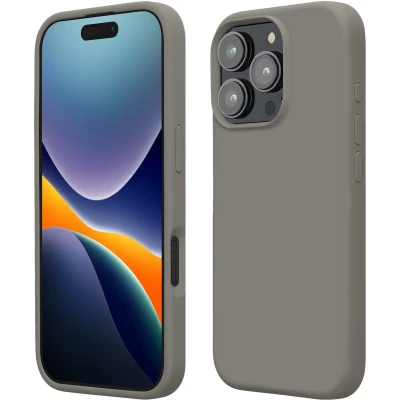 Afbeelding van kwmobile telefoonhoesje geschikt voor Apple iPhone 16 Pro Hoesje met siliconen coating Smartphone case in steengrijs