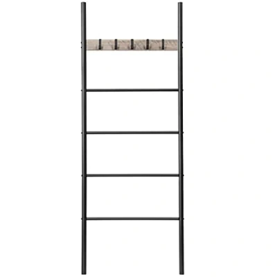 Afbeelding van HOOBRO Handdoekhouder, handdoekenrek, handdoekenladder, ladderrek met 5 handdoekstangen, afneembare haken, 60 x 177 cm, ruimtebesparend, industriële stijl