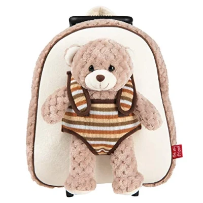 Afbeelding van PERLETTI Schooltas voor kleuterschool en zacht pluche, kinderen van 3, 4 5 jaar, afneembare dierenrugzak zonen meisjes, kleutertas, kleine kinderen, 29 x 32 11 cm, Beer, Rugzak