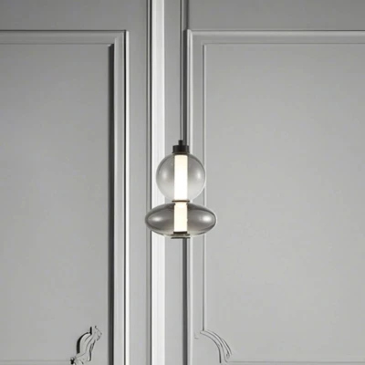 Afbeelding van Hanglamp Daphne, grijs transparant glas, hoogte 28 cm