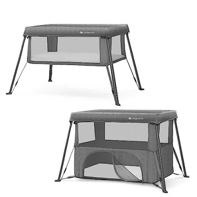 Afbeelding van Kinderkraft CAMI 3 in 1 Reisbedje Wieg Reisbed Lichtgewicht 5 kg 2 Hoogte instellingen Met Reisrugzak Compact inklapbaar Gaaswanden Geschikt vanaf geboorte tot jaar Grijs