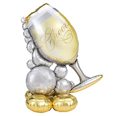 Afbeelding van Folie ballon Champagne Glas Goud Verjaardag Happy Birthday Feest Party Wedding Decoratie 104 x 129cm