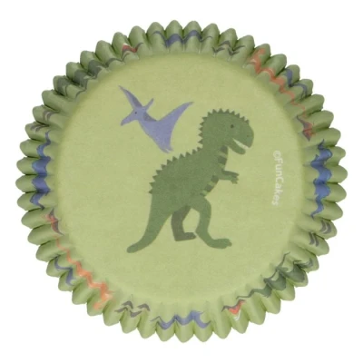 Afbeelding van FunCakes dino Cupcake vormpjes: perfect voor cupcakes met een thema, en meer, taartdecoratie, pk / 48