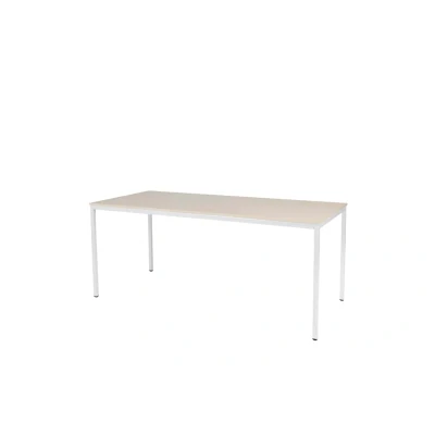 Afbeelding van Domino Basic bureautafel, vaste hoogte met 180x80cm robson eiken 25mm blad en wit (RAL9010) 4 poot frame