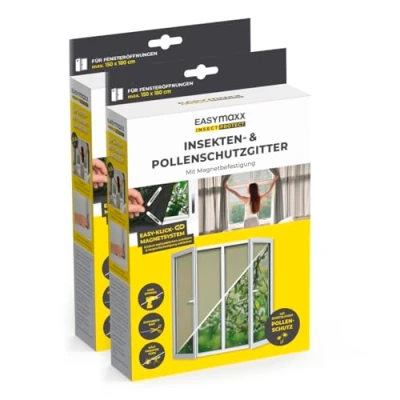 Afbeelding van EASYmaxx Insect Protect vliegengaas voor ramen, op maat te snijden, tot 150 x 180 cm, magnetisch met pollenbeschermingsrooster, eenvoudige montage zonder boren