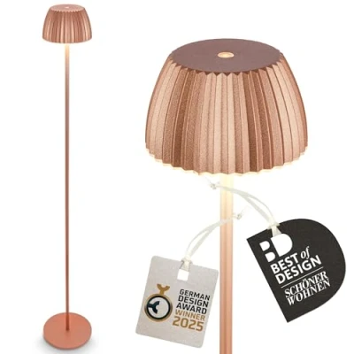 Afbeelding van LED vloerlamp Brilo unplugged Riffle, koperkleurig
