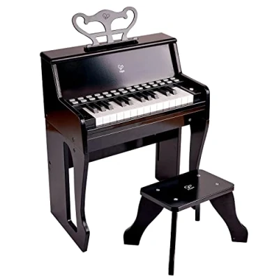 Afbeelding van Hape Leren met Lichten Zwarte Piano Kruk