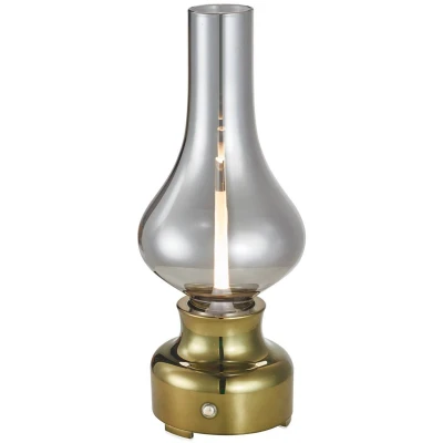 Afbeelding van Lindby LED tafellamp met touchdimmer 1licht Glas, plastic H: 30 cm rookgrijs, metallic groen Inclusief lichtbron