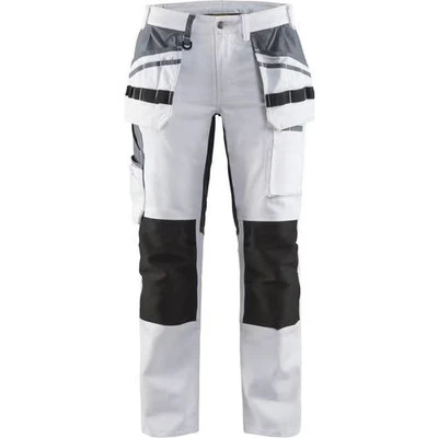 Image de Pantalon peintre stretch femme blanc/noir