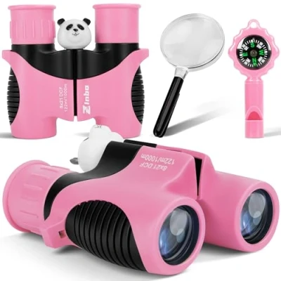 Afbeelding van Binoculars for Kids 8x21 High Resolution Real Optics met Magnifying Glass &amp; Whistle Compass, 3 12 Years Boys and Girls, Best Toys voor Outdoor Bird Watching, Hiking, Reizen
