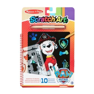 Afbeelding van Melissa &amp; Doug PAW Patrol Scratch Art Pad Activiteitenkrasblok Marshall voor onderweg (10 taferelen)