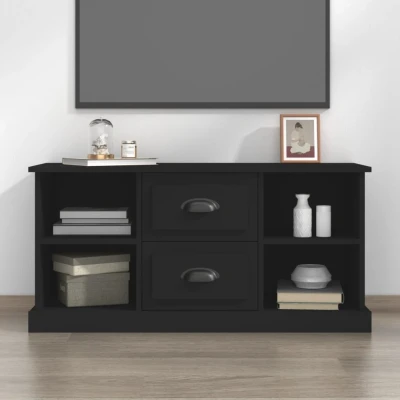Afbeelding van Tv meubel 99,5x35,5x48 cm bewerkt hout zwart