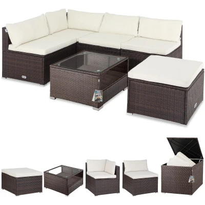 Afbeelding van Casaria® Ensemble de Meubles jardin lounge avec coffre rangement 318 l résistant aux intempéries coussins table terrasse en polyrotin Pour extérieur, jardin, balcon