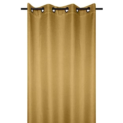 Afbeelding van Lovely Casa Verduisteringsgordijn met ringen, voor woonkamer of slaapkamer maat 140 x 260 cm, mosterd Verduisterend en isolerend raamgordijn kleedkamer prachtig je huis