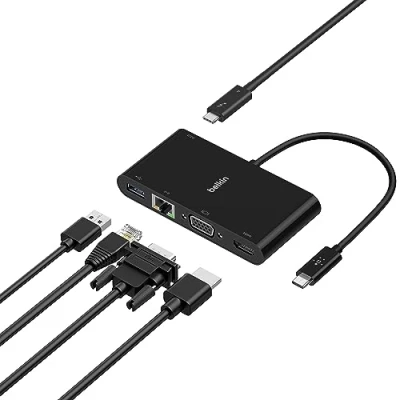 Image de Adaptateur multimédia USB C Belkin Noir + Recharge