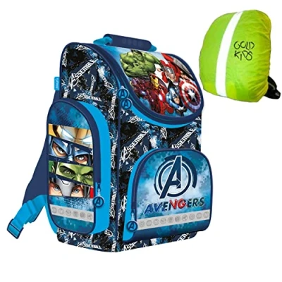 Afbeelding van Kinderrugzak schoolrugzak Marvel Avengers vanaf 1e klas met regenhoes, Meerkleurig, L, schooltas, schooltas