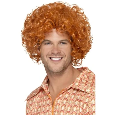 Afbeelding van Smiffys Krullende Afro pruik, rood, gember