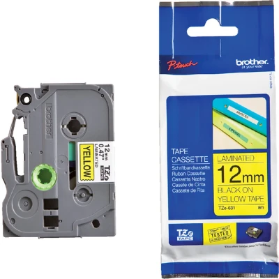 Afbeelding van Brother TZe 631 Tape Zwart op geel (12 mm)